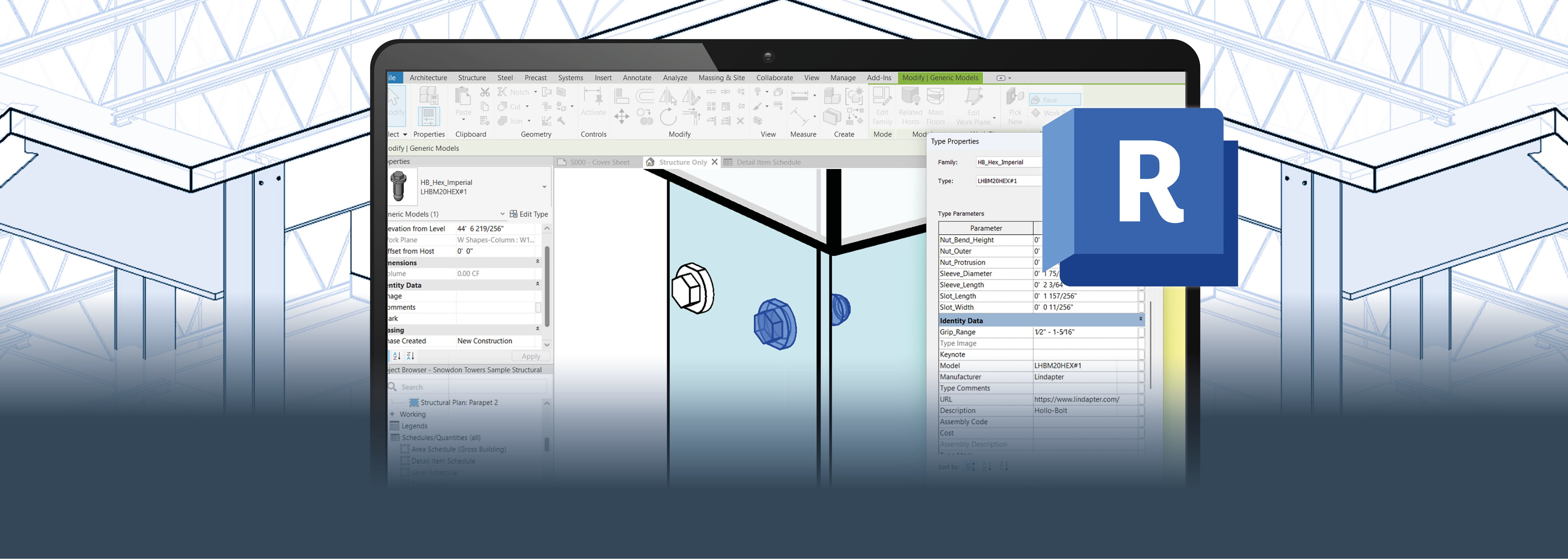 Streamlining Digital Design: Lindapter Launches New Parametric Revit RFA Files for the Hollo-Bolt Range
