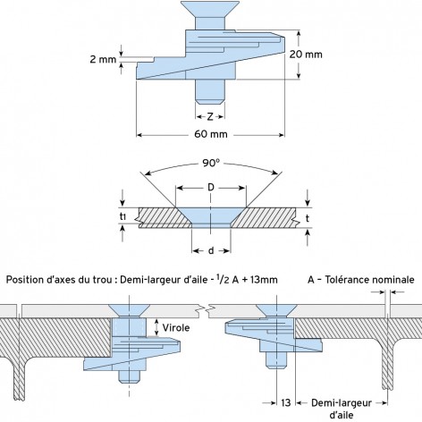 image of lindapter type ff floorfast line drawing french