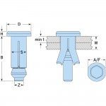 image of lindapter type hb hollo bolt csk head line drawing
