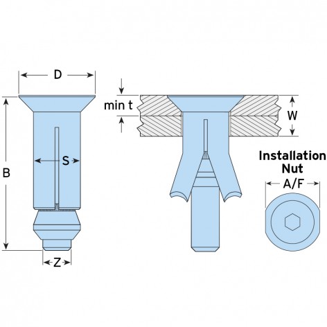 image of lindapter type hb hollo bolt ff head line drawing