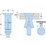 image of lindapter type hb hollo bolt ff head line drawing