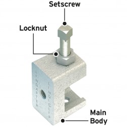 image of lindapter type lc beam flange clamp annotated
