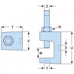 image of lindapter type lc beam flange clamp line drawing product main