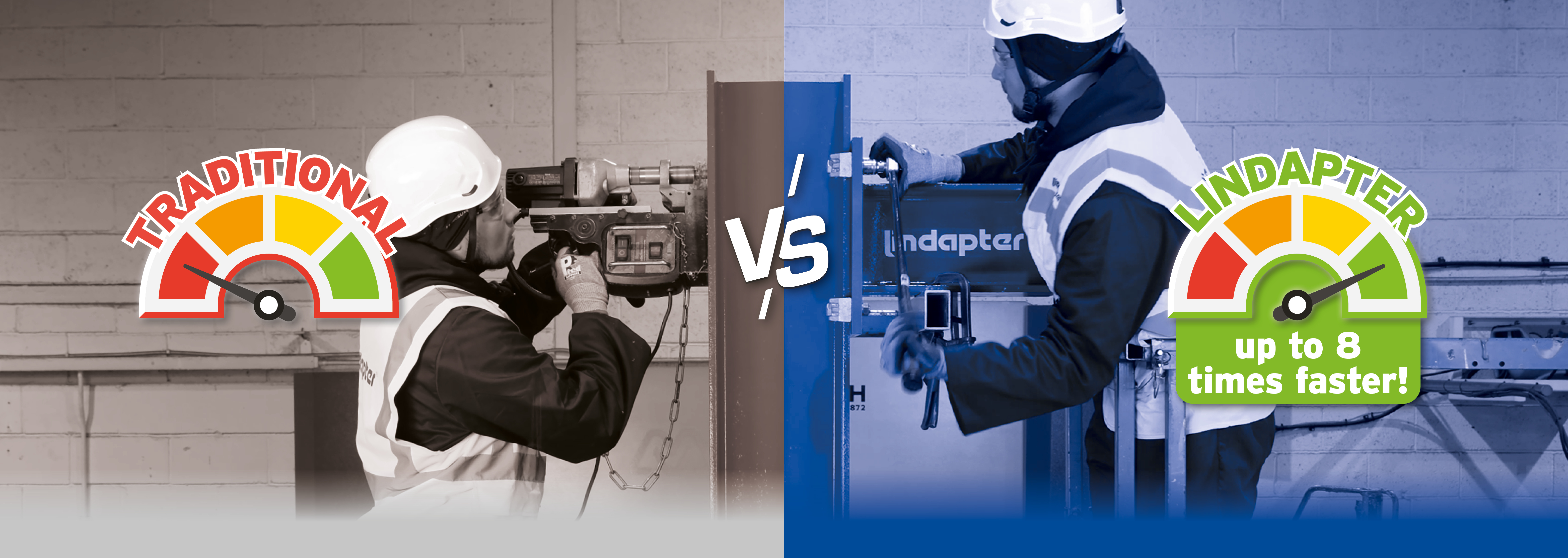 We Measured It. The Results Are In. Lindapter Girder Clamps Are 8× Faster Than Field Drilling & Bolting.